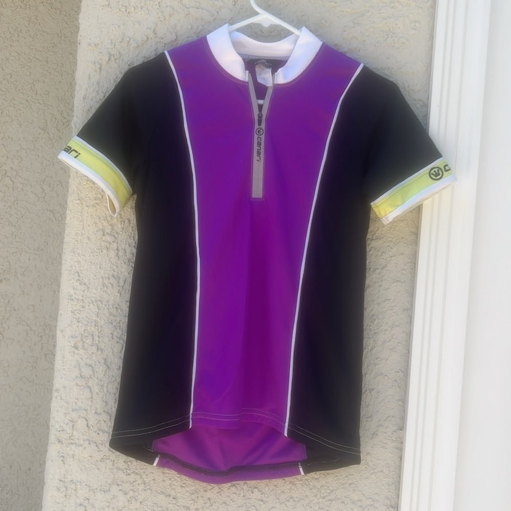 Canari Women's Black/Purple Short Sleeve 1/4 Zip Cycle Jersey Size L